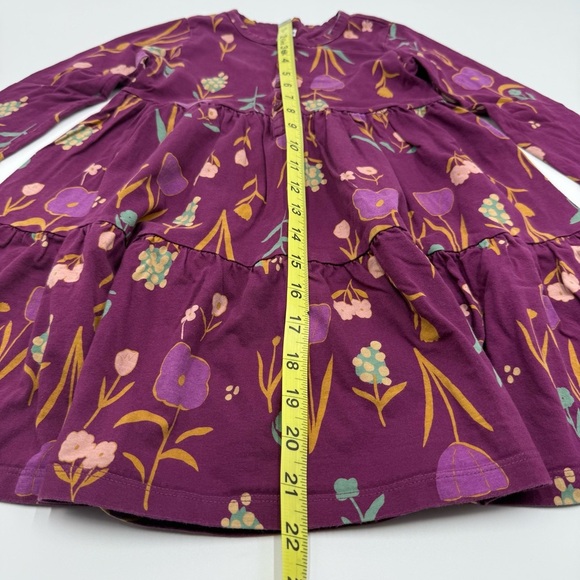 Tea Collection Girls Tiered Henley Dress 5 Purple Floral 100% Cotton EUC - Picture 7 of 8